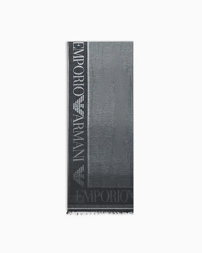 Emporio Armani - Stole with gradient micro check motif, Woman, Black, Size: TU