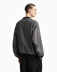 Emporio Armani - Blouson nylon jacquard with repeated eagle motif, Man, Grey, Size: