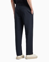 Emporio Armani - Nylon seersucker chinos, Man, Navy Blue, Size: