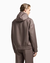 Emporio Armani - Light wool zip-up hooded sweatshirt, Man, Grey, Size: