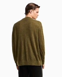 Emporio Armani - V-neck cardigan a decrease stockinette stitch mohair blend, Man, Green, Size: