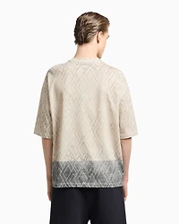 Emporio Armani - ASV jersey T-shirt with all-over diamond print, Man, Blue, Size: