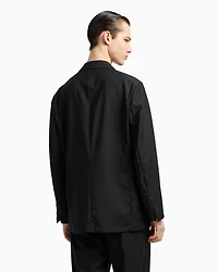 Emporio Armani - Wool poplin single-breasted jacket, Man, Black, Size: