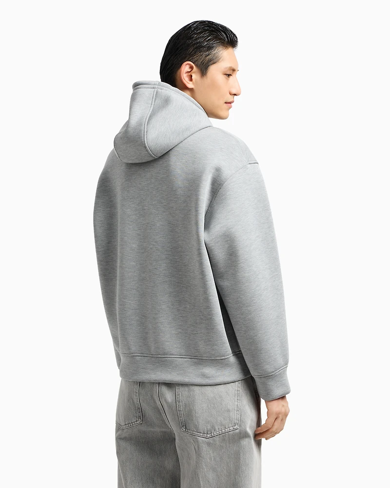 Emporio Armani - Double-jersey hooded sweatshirt with oversized eagle embroidery, Man, White, Size: