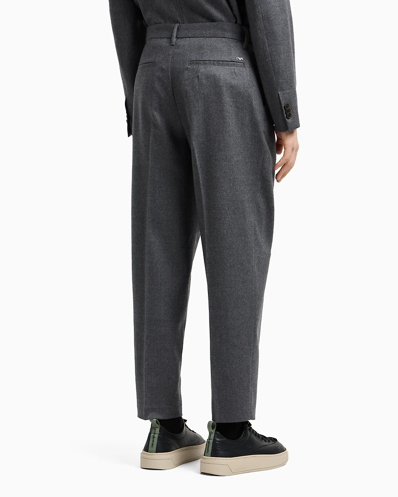 Emporio Armani - Virgin-wool stretch-twill trousers, Man, Grey, Size: