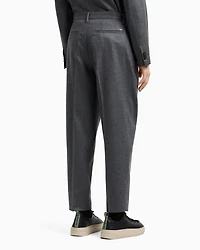 Emporio Armani - Virgin-wool stretch-twill trousers, Man, Grey, Size: