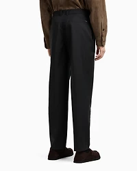Emporio Armani - Wool poplin chinos, Man, Black, Size: