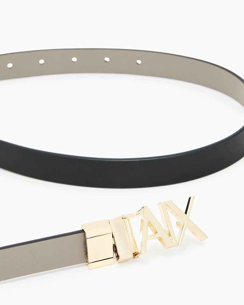 Armani Exchange - Reversible belt with gold logo, Woman, Black, Size: TU