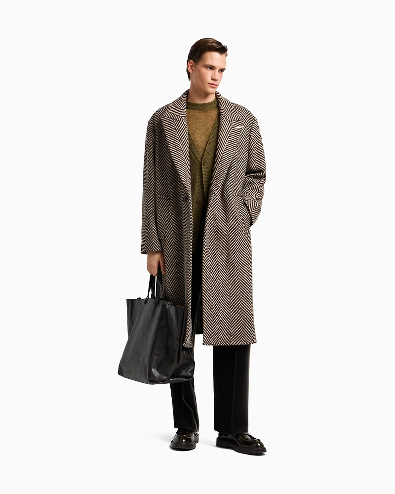 Emporio Armani - V-neck cardigan a decrease stockinette stitch mohair blend, Man, Green, Size: