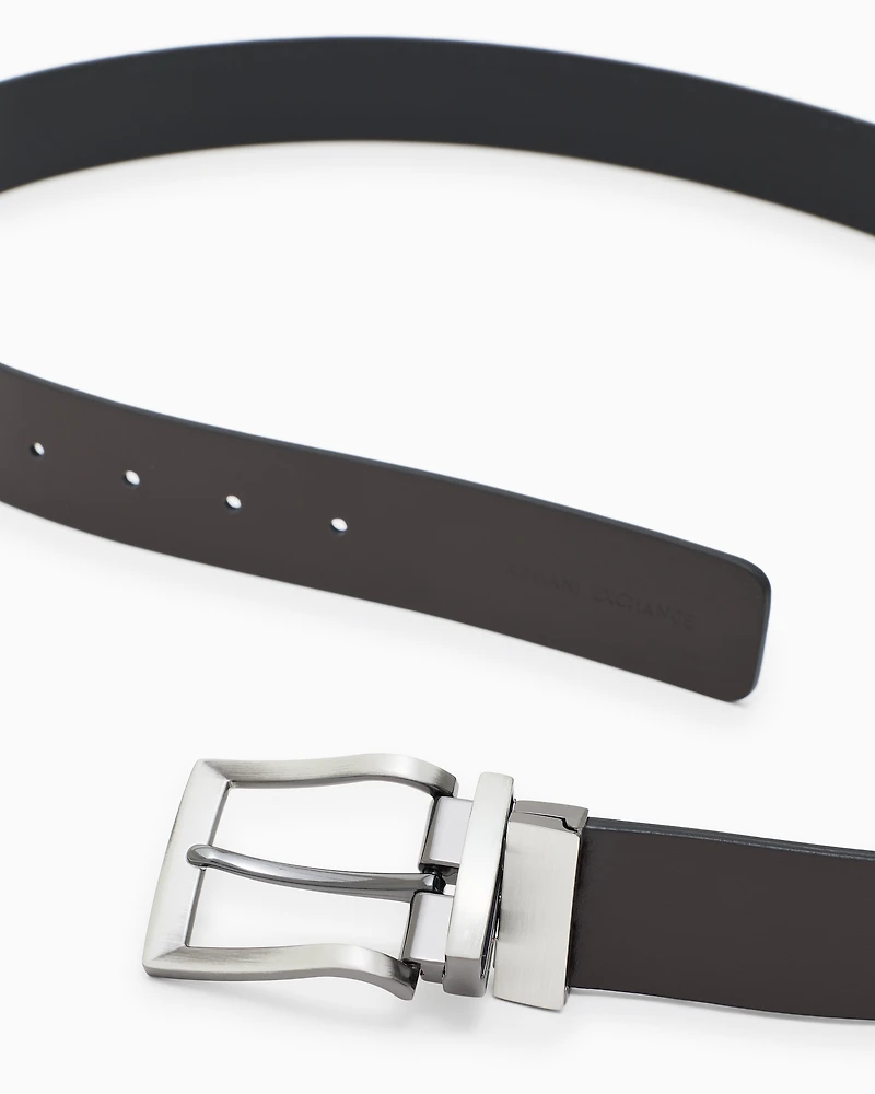 Leather belt with logo