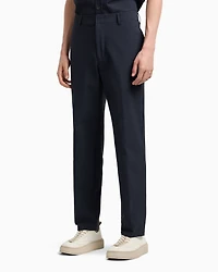 Emporio Armani - Nylon seersucker chinos, Man, Navy Blue, Size: