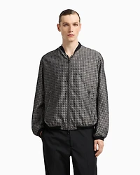 Emporio Armani - Blouson nylon jacquard with repeated eagle motif, Man, Grey, Size: