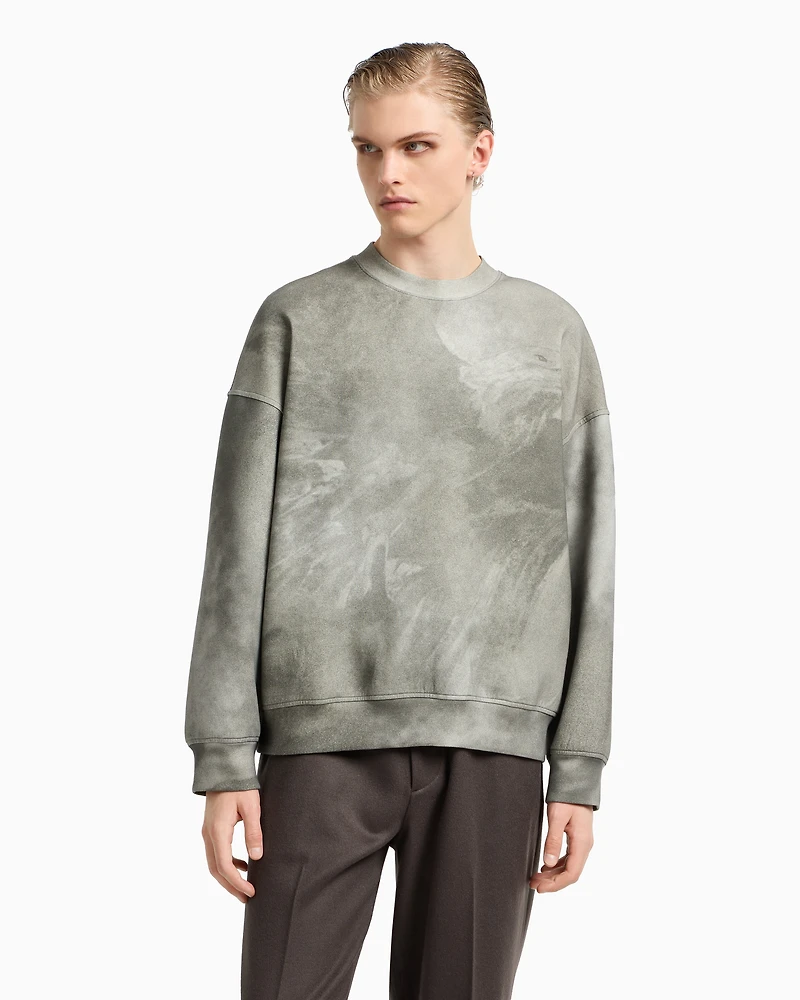 Emporio Armani - ASV double-jersey sweatshirt with oversized eagle print, Man, Patterned, Size: