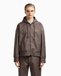 Emporio Armani - Light wool zip-up hooded sweatshirt, Man, Grey, Size: