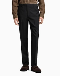 Emporio Armani - Wool poplin chinos, Man, Black, Size: