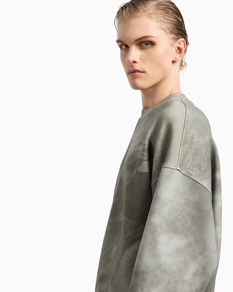 Emporio Armani - ASV double-jersey sweatshirt with oversized eagle print, Man, Patterned, Size: