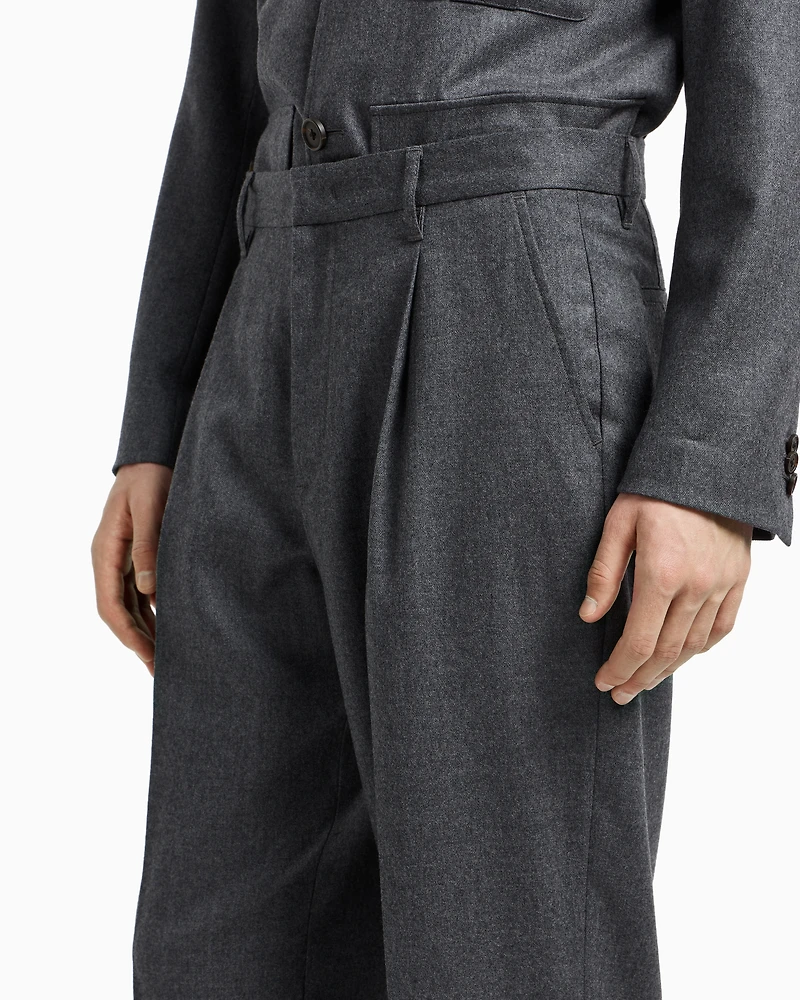 Emporio Armani - Virgin-wool stretch-twill trousers, Man, Grey, Size: