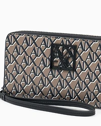 Armani Exchange - Allover logo wallet, Woman, Brown, Size: TU
