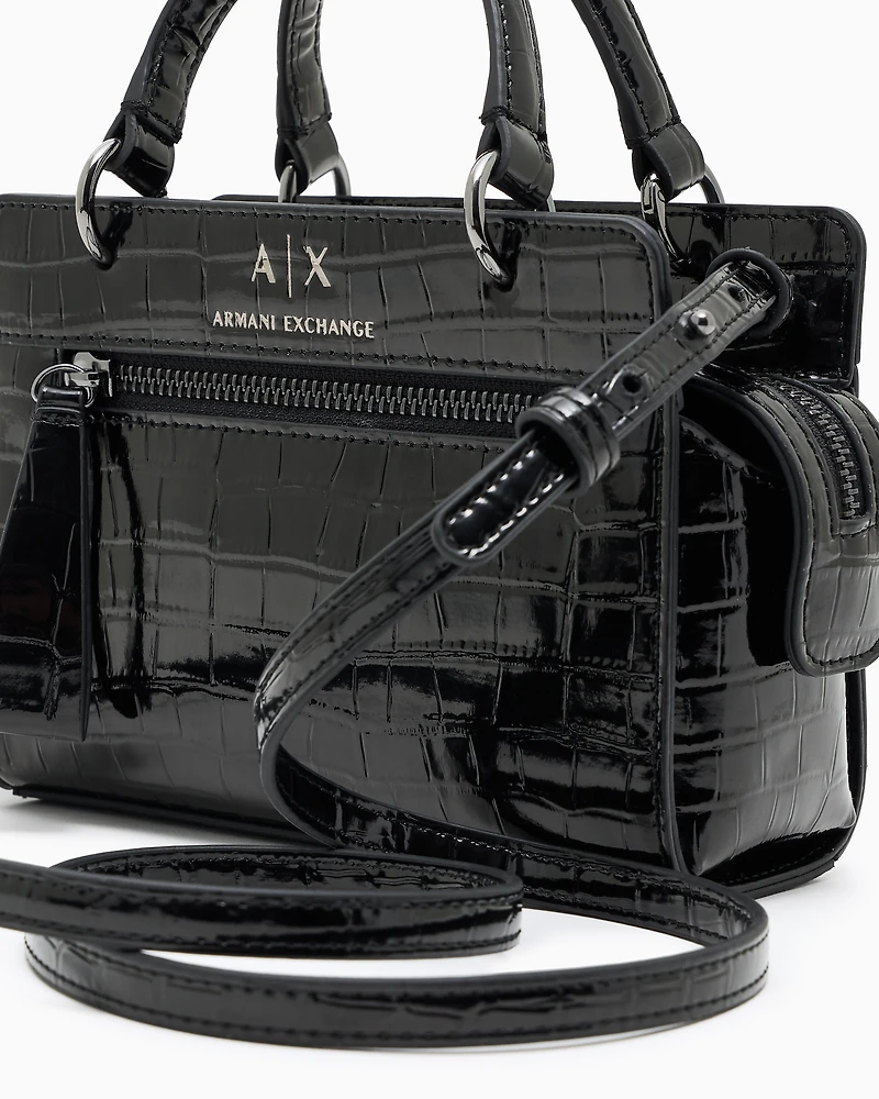 Mini bag with metallic crocodile effect