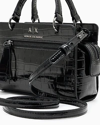 Mini bag with metallic crocodile effect