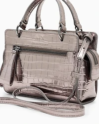 Mini bag with metallic crocodile effect