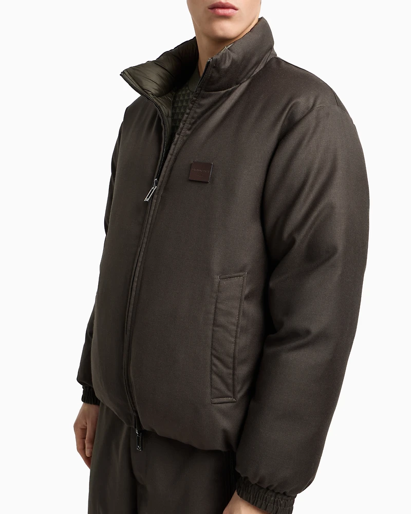 Emporio Armani - Reversible wool-blend twill down jacket , Man, Green, Size: