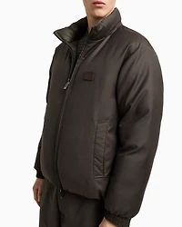 Emporio Armani - Reversible wool-blend twill down jacket , Man, Green, Size: