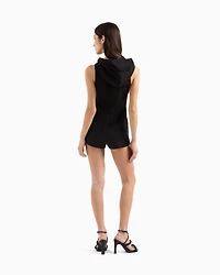 Short jumpsuit with hood