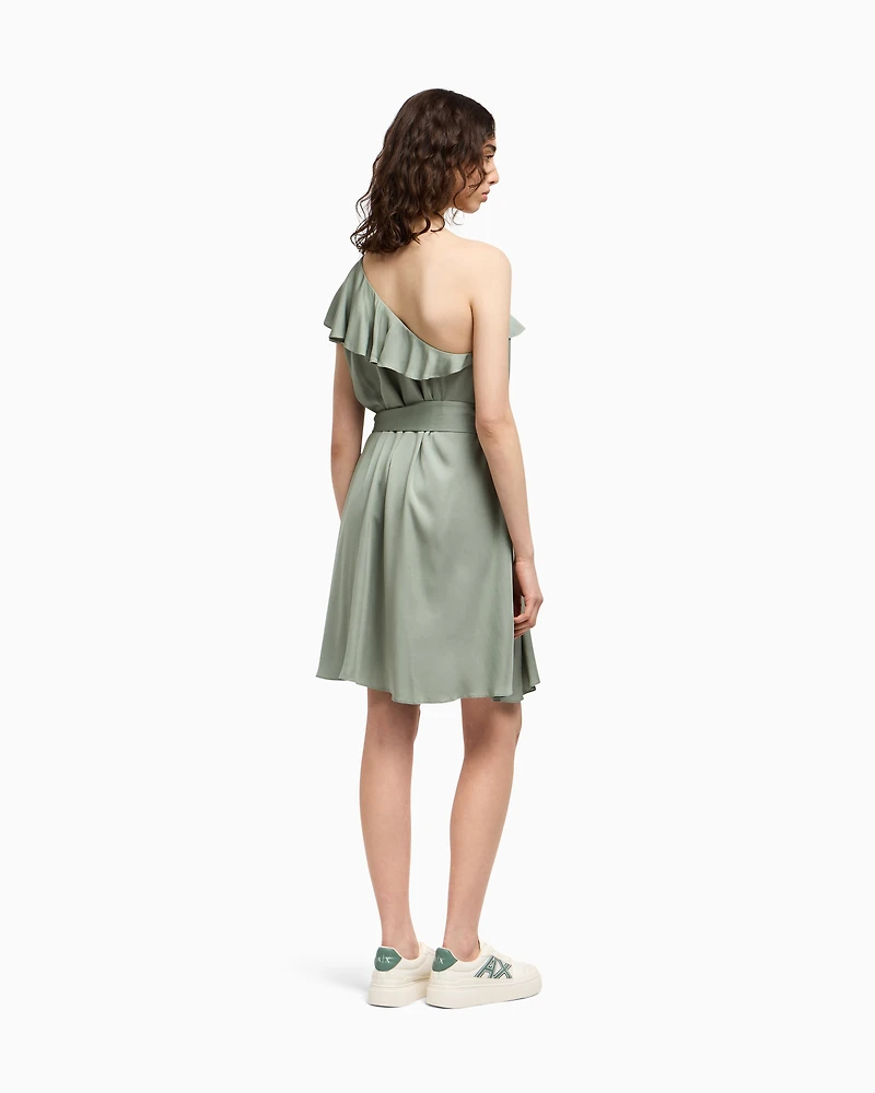 One-shoulder viscose dress
