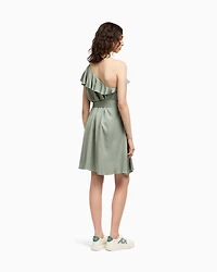 One-shoulder viscose dress