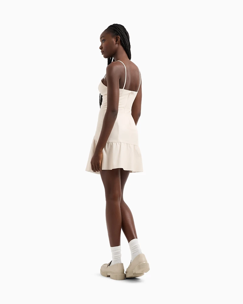 ASV Faux Leather Short Dress with Ruffles