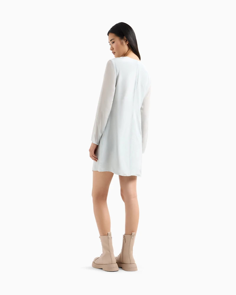 Short viscose dress with bow