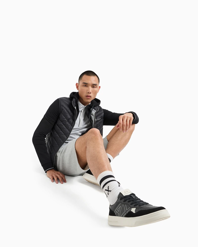 Stretch fabric zip-up sweatshirt