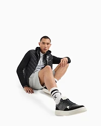 Stretch fabric zip-up sweatshirt