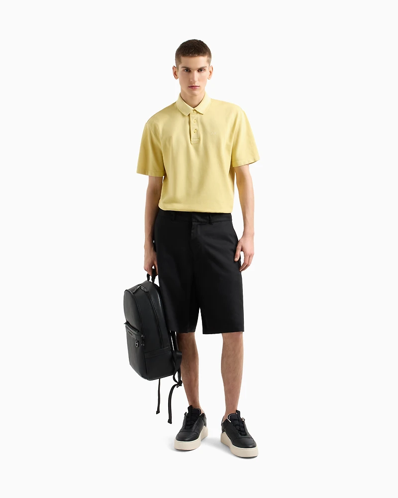 Used effect cotton piquet polo