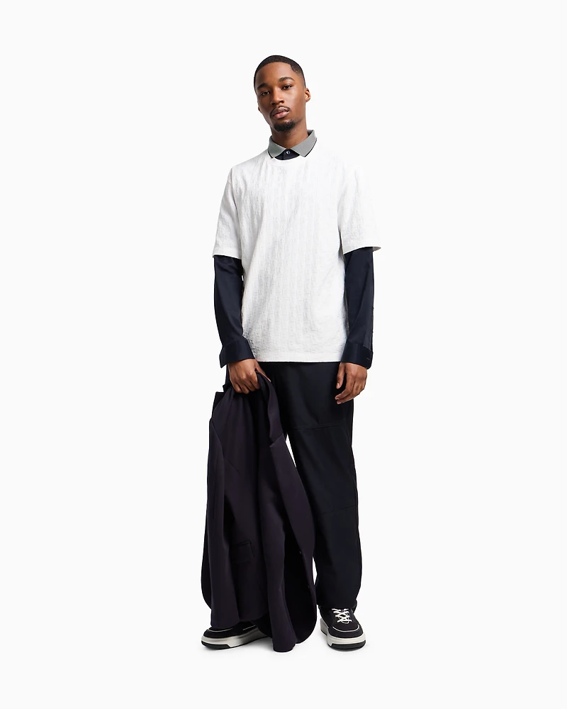 Regular fit cotton T-shirt with tone-on-tone allover logo