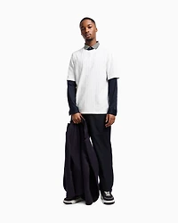 Regular fit cotton T-shirt with tone-on-tone allover logo