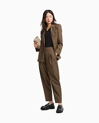 Twill pleated trousers