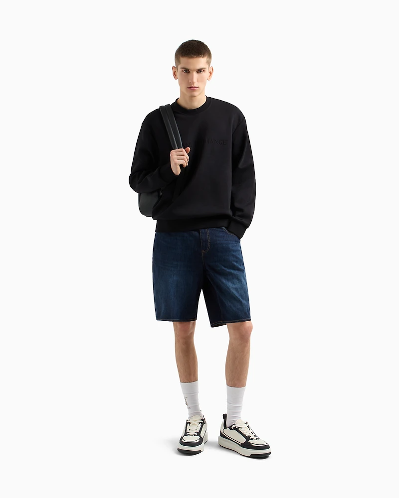 Armani Exchange - Crewneck cotton blend sweatshirt, Man, Black, Size: