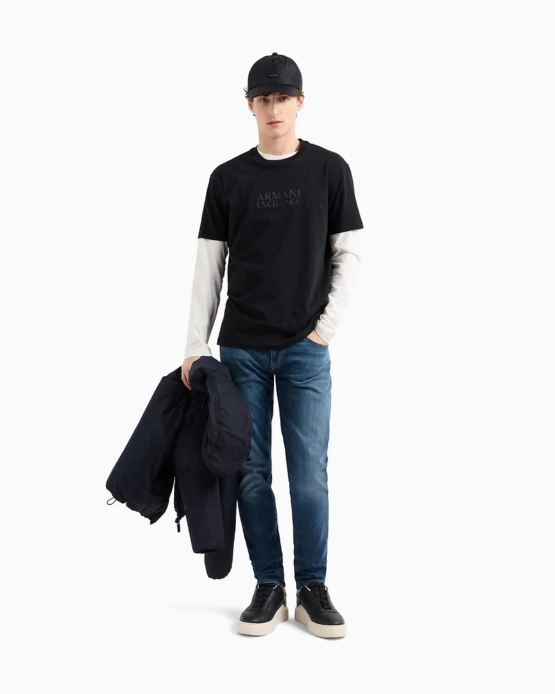 Armani Exchange - Regular fit T-shirt with ASV logo, Man, Black, Size: