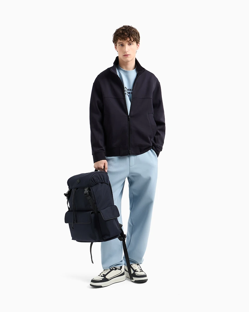 Crewneck sweatshirt bonded stretch fabric