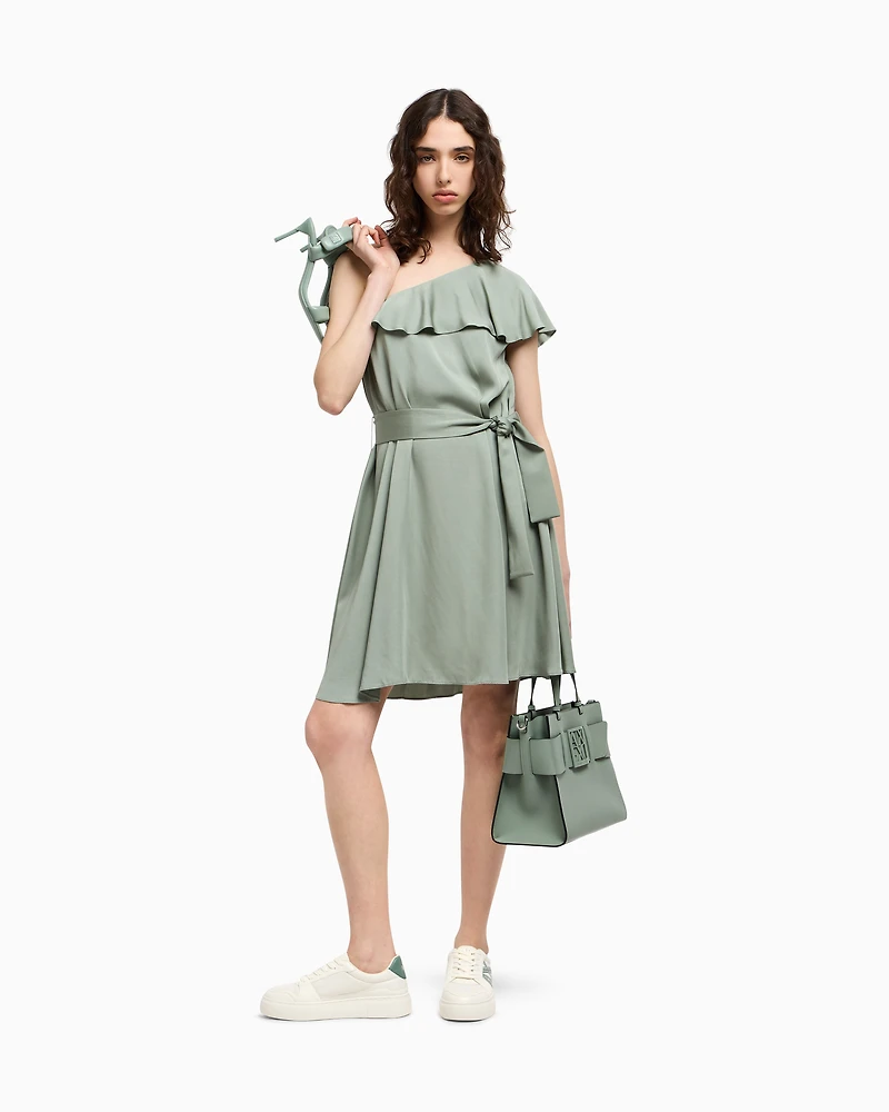 One-shoulder viscose dress