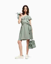 One-shoulder viscose dress