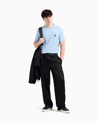 Armani Exchange - Regular fit T-shirt with print on the chest, Man, Light Blue, Size: