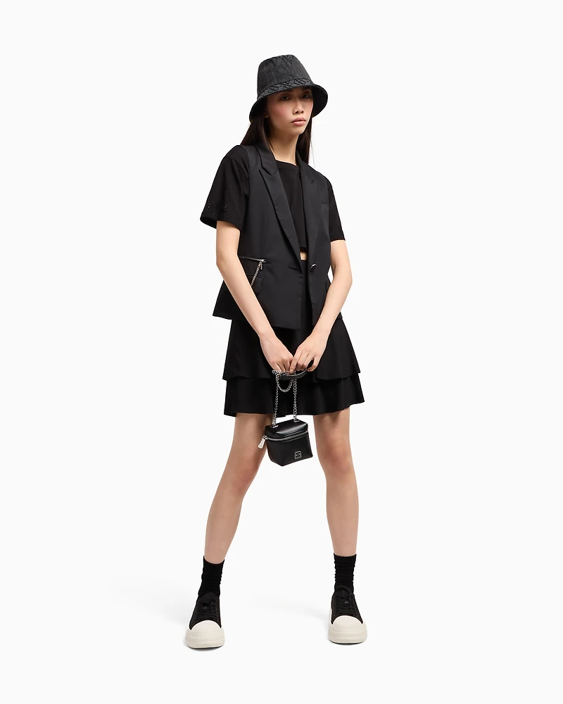 Cropped T-shirt with logo on the sleeves