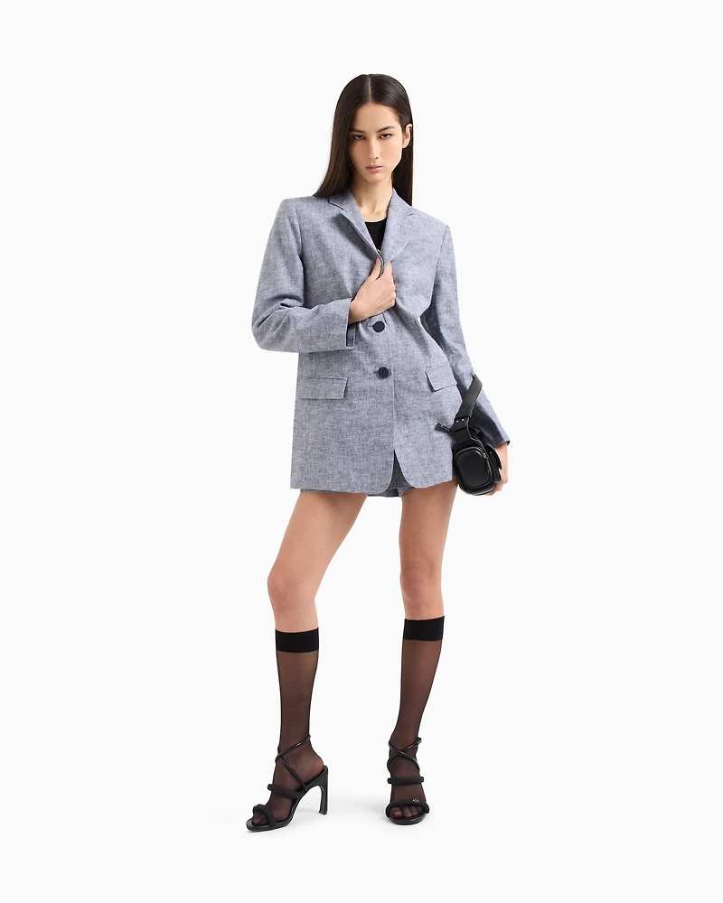 Single-breasted linen and cotton jacket