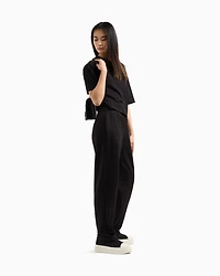 Interlock trousers with rhinestone logo