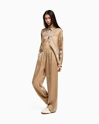 Oversized viscose trousers with allover logo