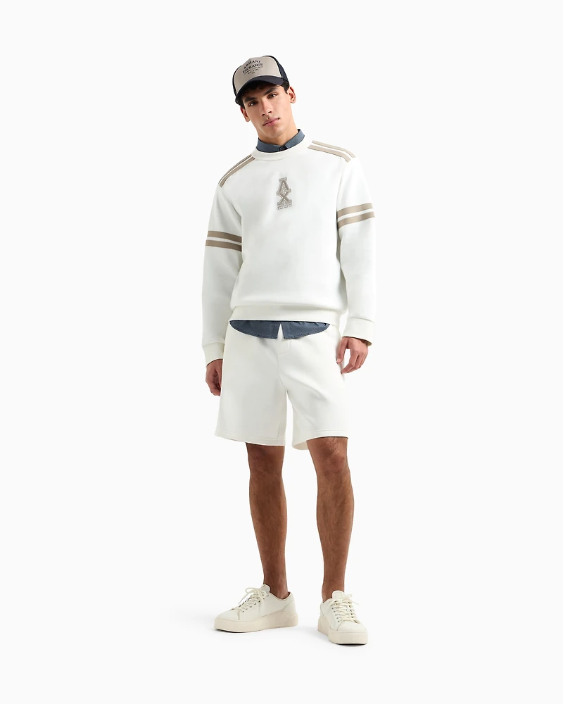 Crewneck sweatshirt with stripes and logo
