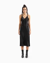 Armani Exchange - Shiny satin midi dress, Woman, Black, Size: